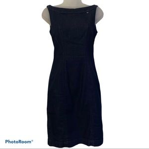 ARMANI SLEEVELESS INDIGO DENIM BODYCON DRESS 0
